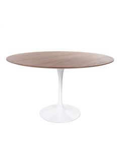 furnfurn stół jadalny 120cm | Eero Saarinen replika Tulipan Stół Top Orzech włoski Obrus ​​stołowy biały