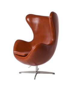 furnfurn lounge stoel Leder | Arne Jacobsen replica Egg stoel
