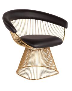 Platner Wire Armchair GOLD leather black