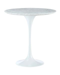 furnfurn Beistelltisch 50cm | Eero Saarinen Replik Tulip Table Top weißem Marmor weiß Tischbein