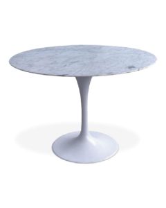 furnfurn table à manger 100cm | Eero Saarinen réplique Table tulipe Dessus en marbre blanc blanc de base