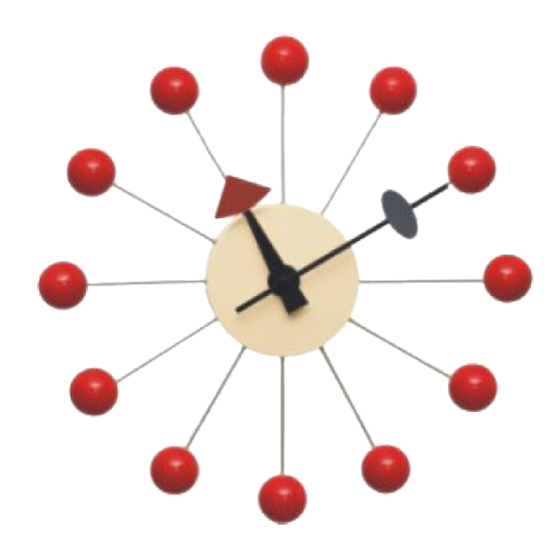 furnfurn zegar ścienny | Nelson replika Zegar Zegarów czerwony