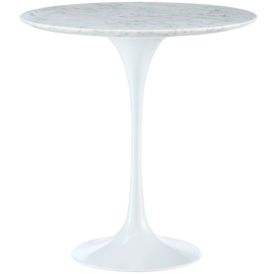 furnfurn side table 50cm | Eero Saarinen replica Tulip Table Top Marble white Base white