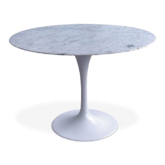 furnfurn Esstisch 100cm | Eero Saarinen Replik Tulip Table Top weißem Marmor weiß Tischbein