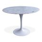 furnfurn spisebord 100cm | Eero Saarinen replika Tulip tabel Top Marmor hvid Base hvid
